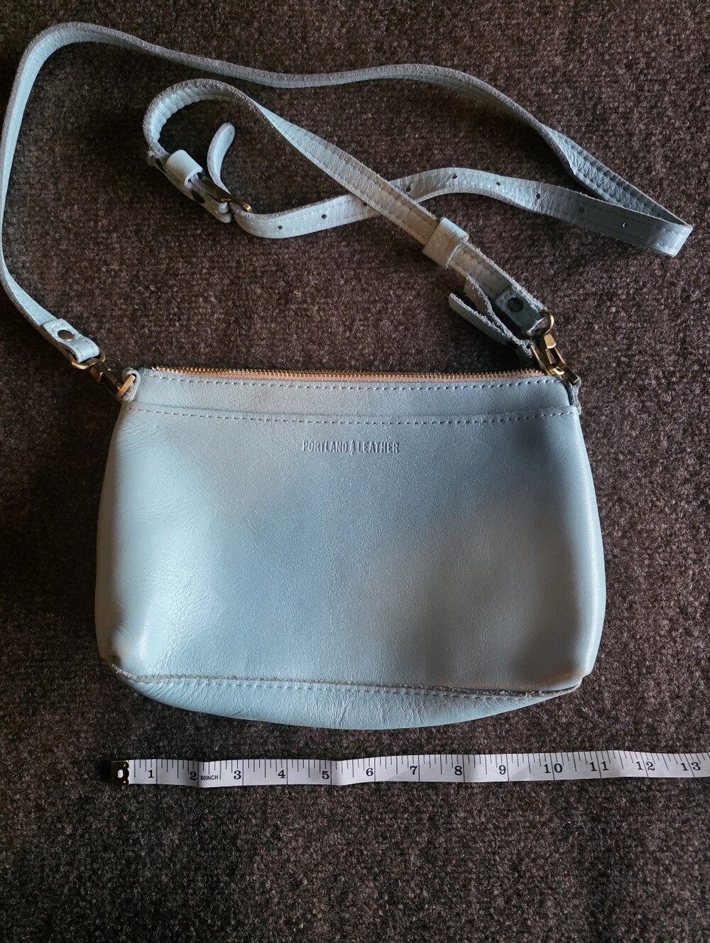 Portland Leather Goods Poppy Purse Cabo Blue Leather Crossbody Bag